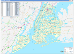 New York 5 Boroughs Basic Wall Map
